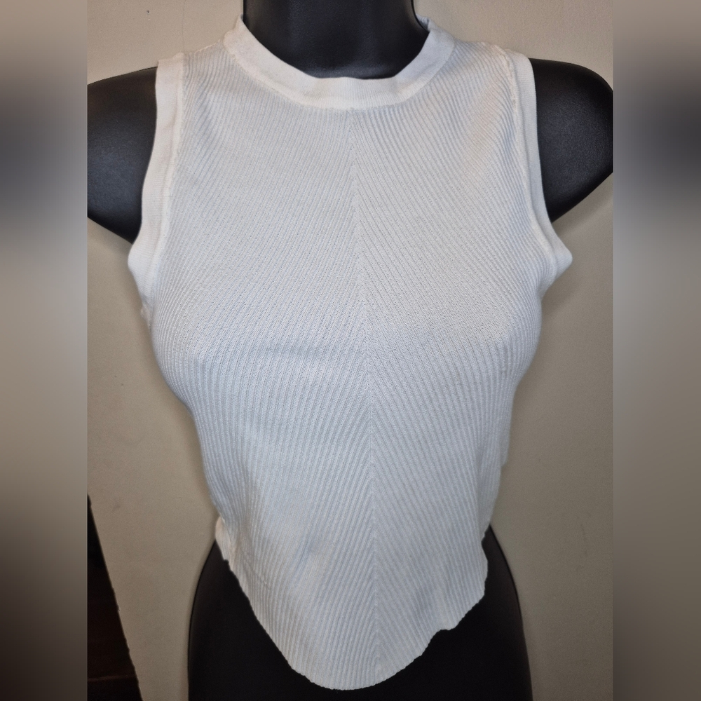 Forever 21 White Ribbed Sleeveless Top